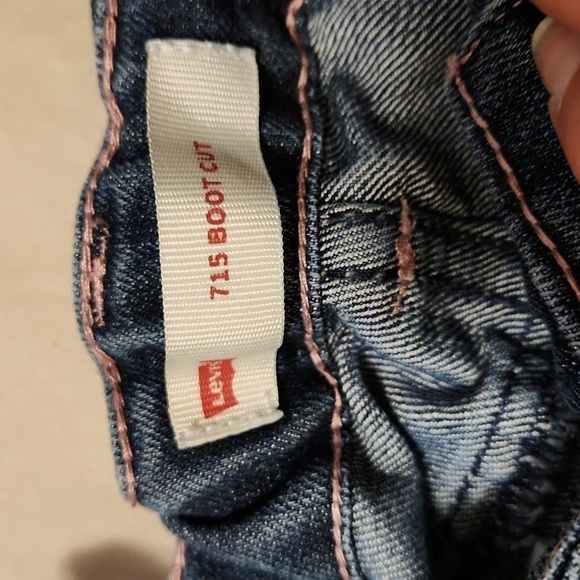 Levi's 715 bootcut blue jeans with pink stitching 5 Reg - Picture 3 of 8